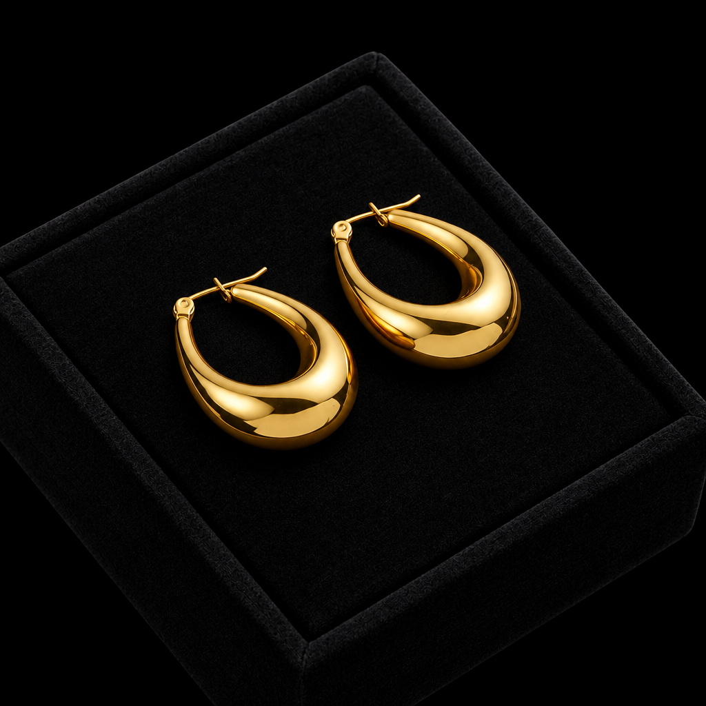 1007 Stainless Steel Gold Twist Hoop Earrings