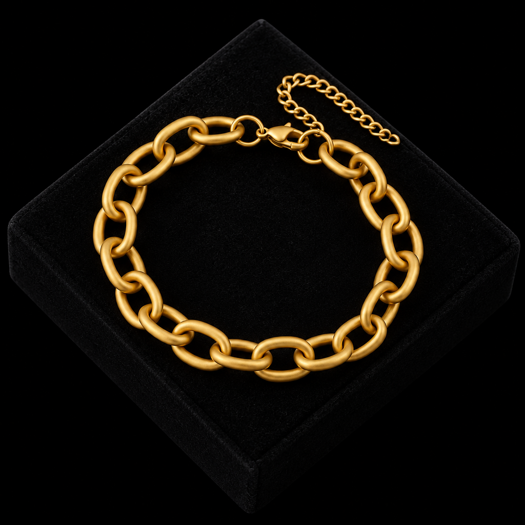 1007 Stainless Steel Gold Beaded Wound Chain Bracelet