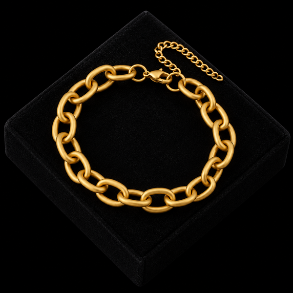 Stainless Steel Gold Beaded Wound Chain Bracelet