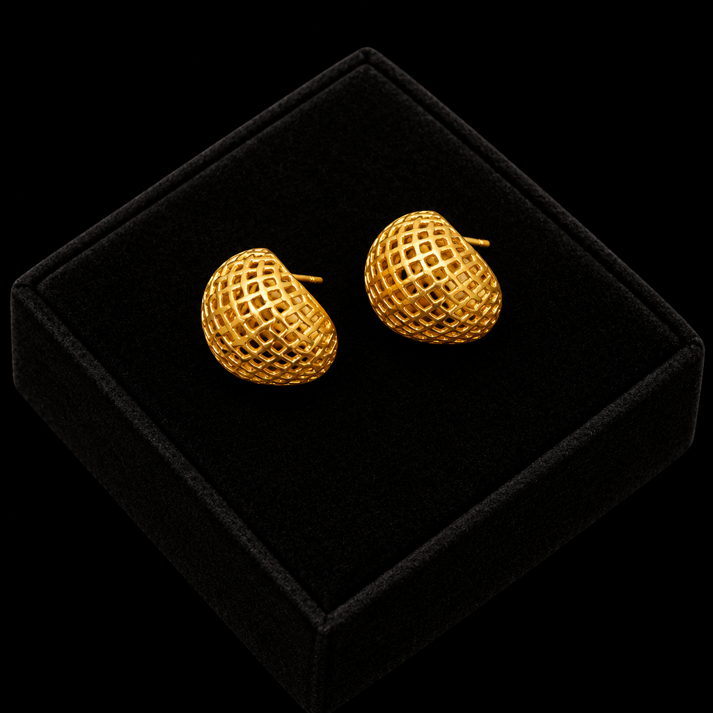 1007 Stainless Steel Gold Geometric Twist Earrings