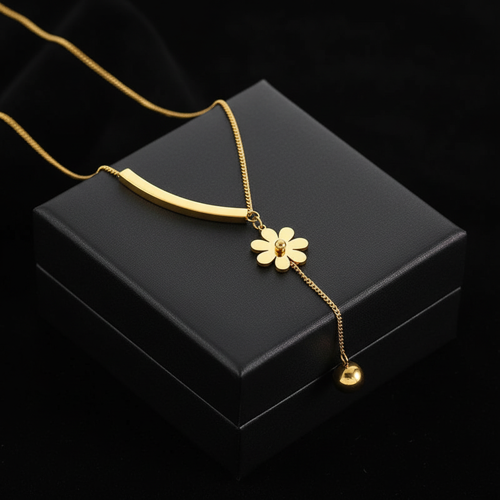 1007 Stainless Steel Heart Pendant Chunky Statement Necklace