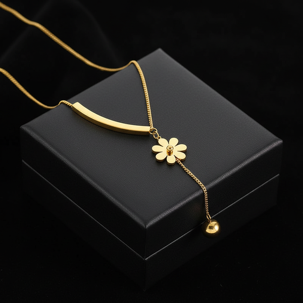 Stainless Steel Heart Pendant Chunky Statement Necklace