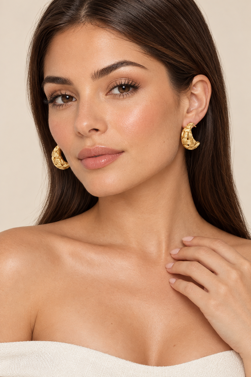 1007 Stainless Steel Gold Geometric Twist Earrings
