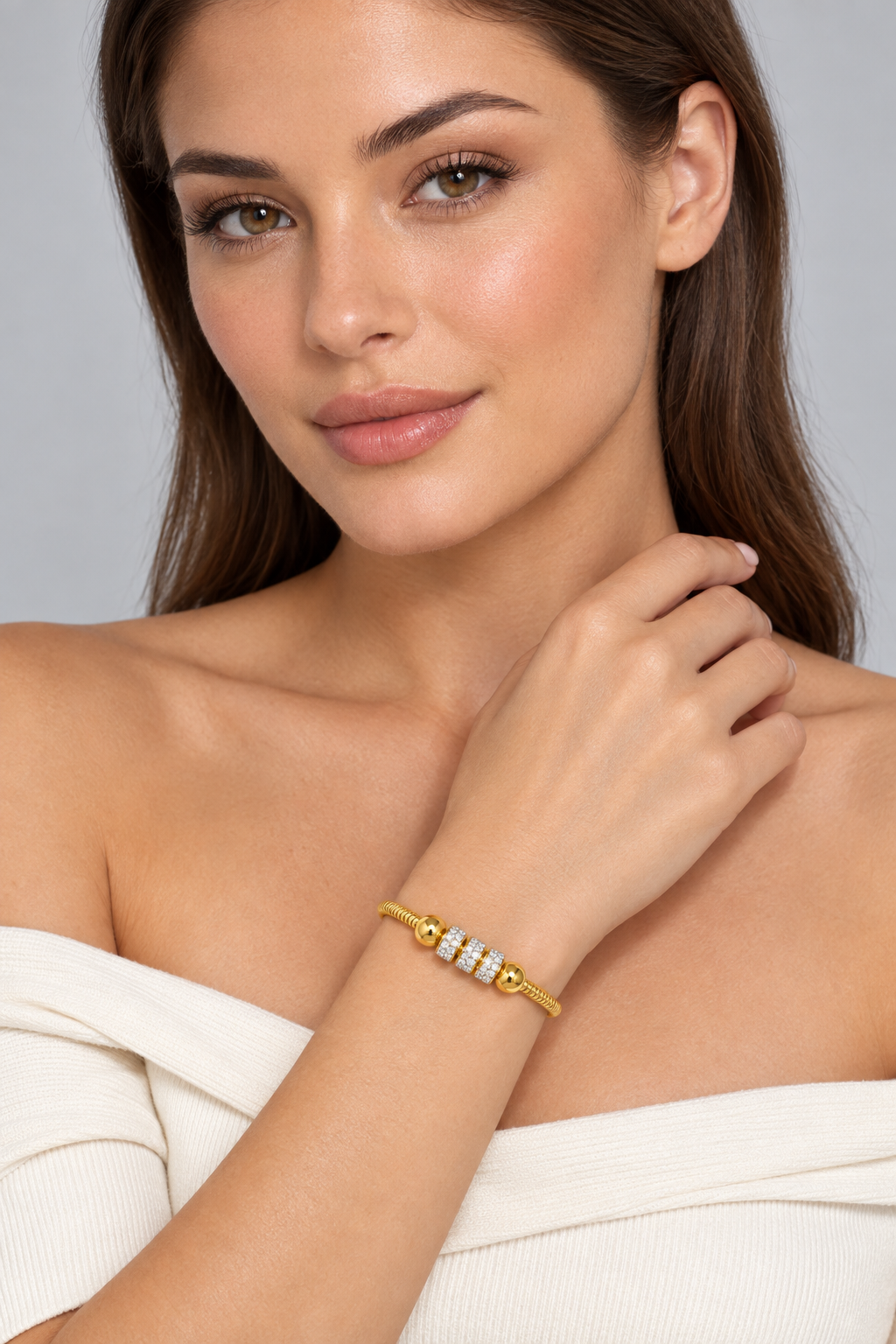 1007 Stainless Steel Twisted Gold Bracelet Bangle