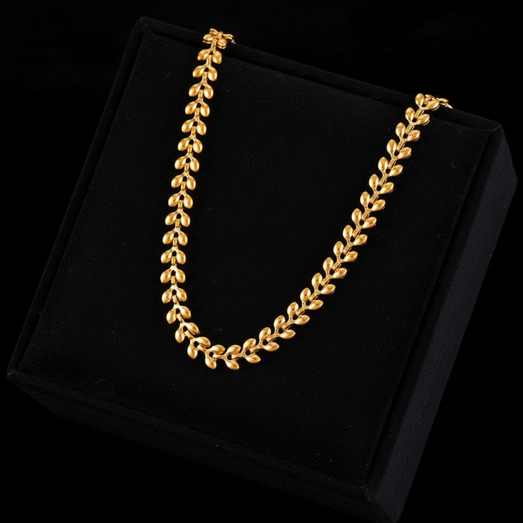 1007 Stainless Steel Gold Wheat Chain Necklace & Bracelet Set