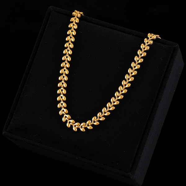 Stainless Steel Gold Wheat Chain Necklace & Bracelet Set
