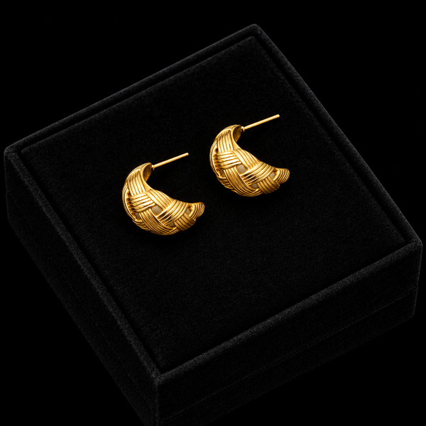 Stainless Steel Gold Geometric Twist Earrings
