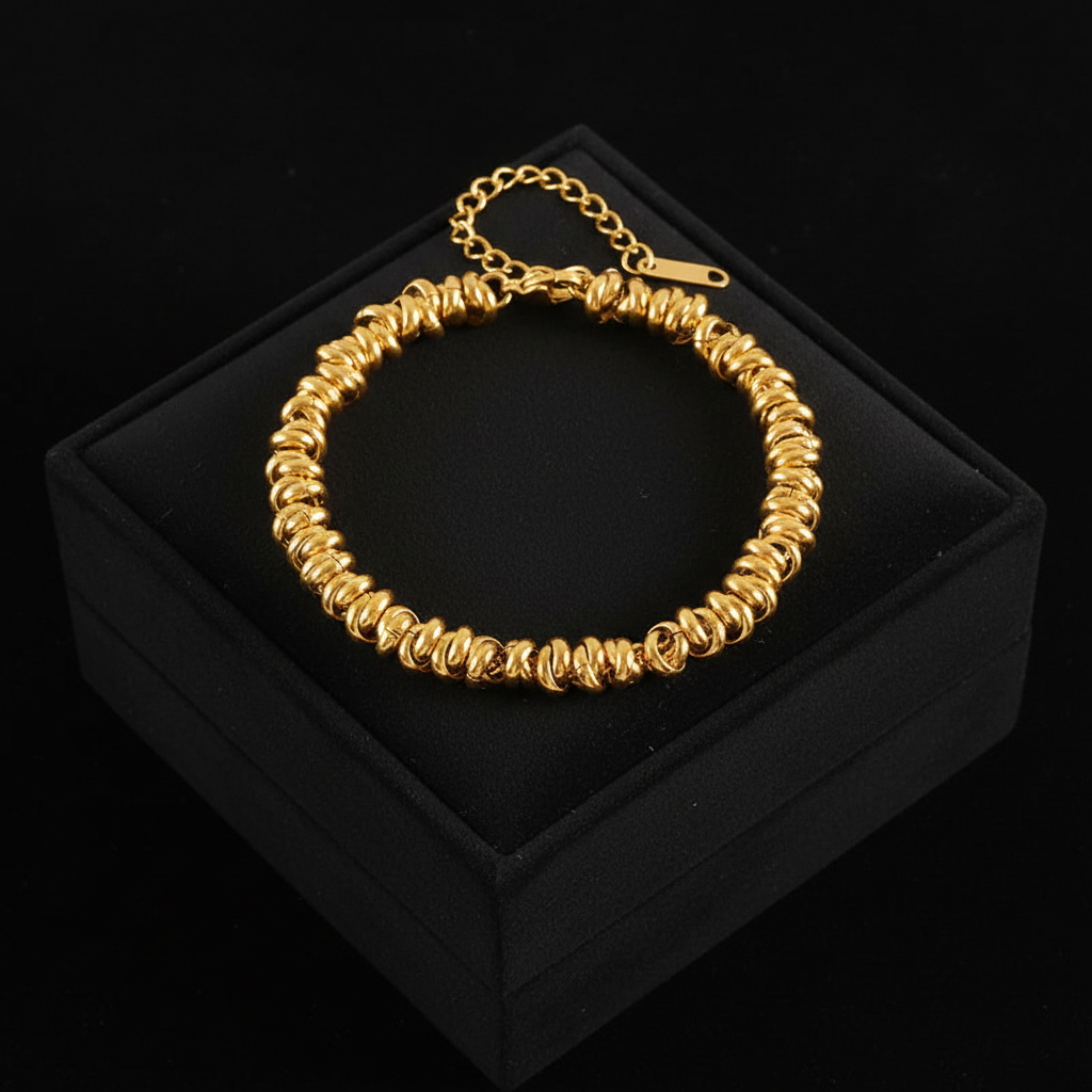 1007 Stainless Steel 2-Color Chain Necklace & Bracelet Set