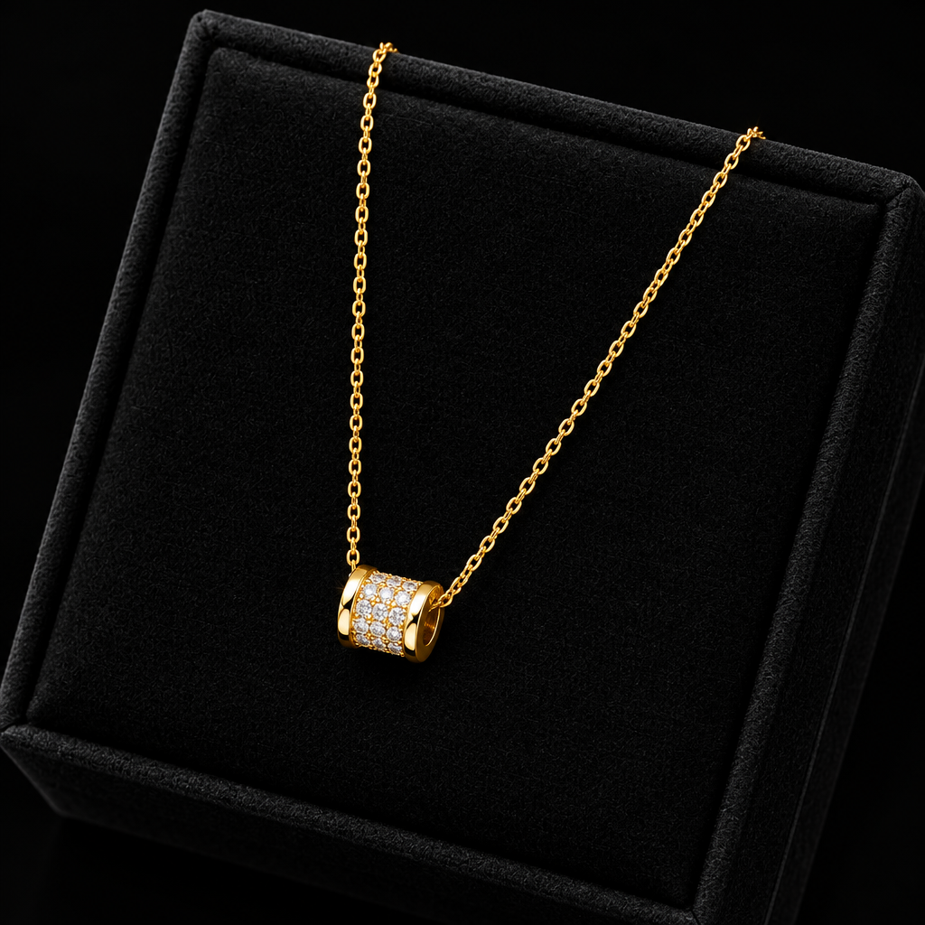 1007 Moon, Pearl & Puppy Pendant Necklace