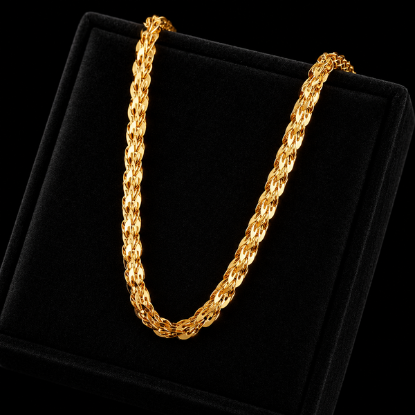 Stainless Steel Gold Wheat Chain Necklace & Bracelet Set