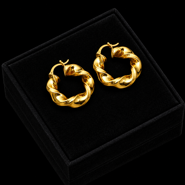 Stainless Steel Gold Geometric Twist Earrings