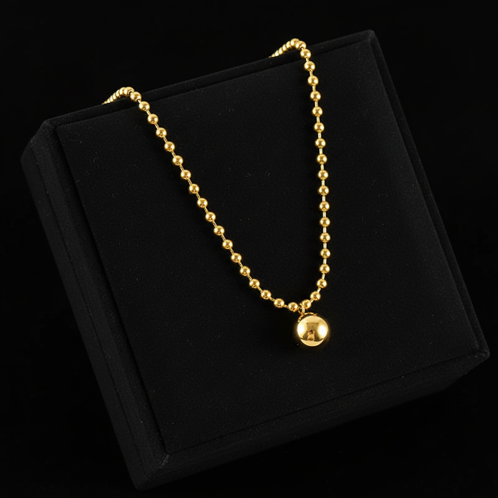 1007 Stainless Steel Bead Ball Necklace, Bracelet & Earrings Set