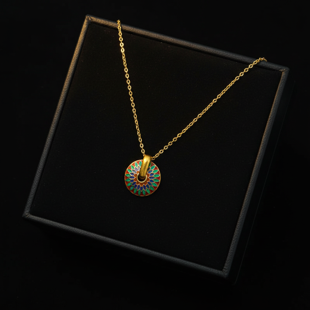 1007 Stainless Steel Vintage Flower Necklace & Earrings Set