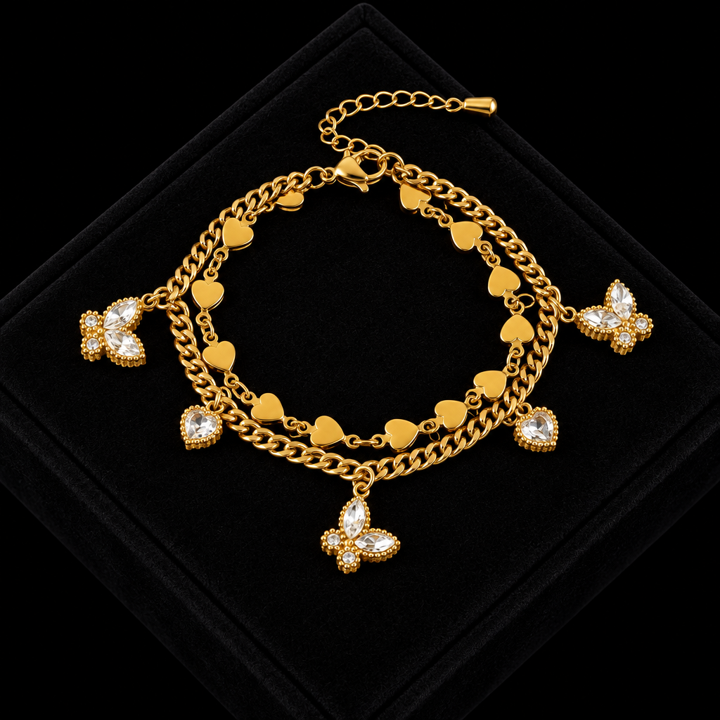 1007 Stainless Steel Colorful Star Zircon Charm Bracelet
