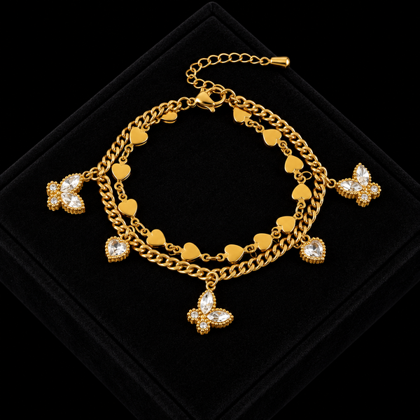 Stainless Steel Colorful Star Zircon Charm Bracelet