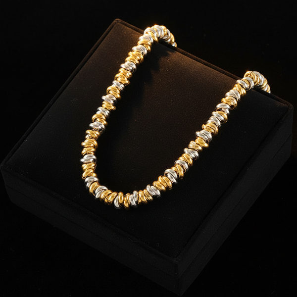 Stainless Steel 2-Color Chain Necklace & Bracelet Set