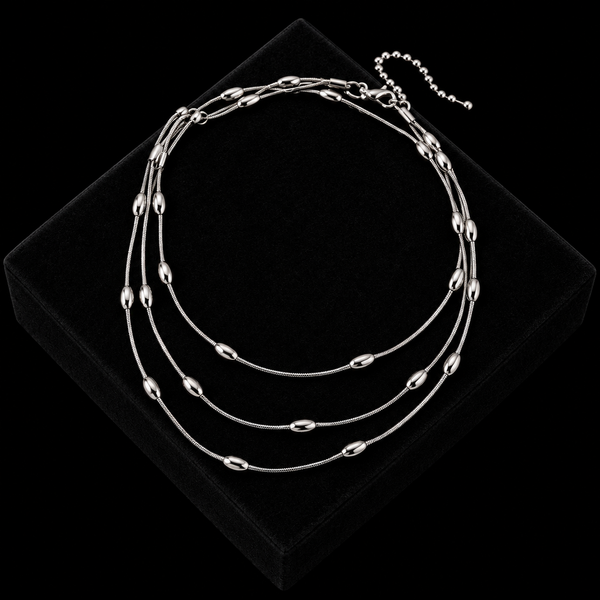 Stainless Steel Multi-Layer Chain Necklace & Bracelet Set