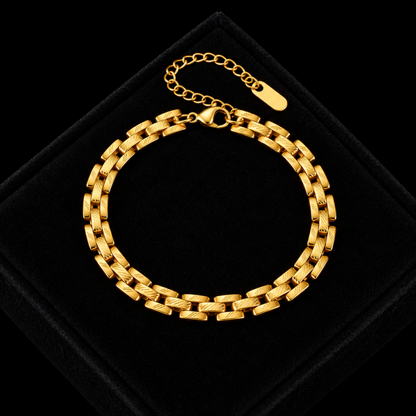 Stainless Steel Gold Beaded Wound Chain Bracelet