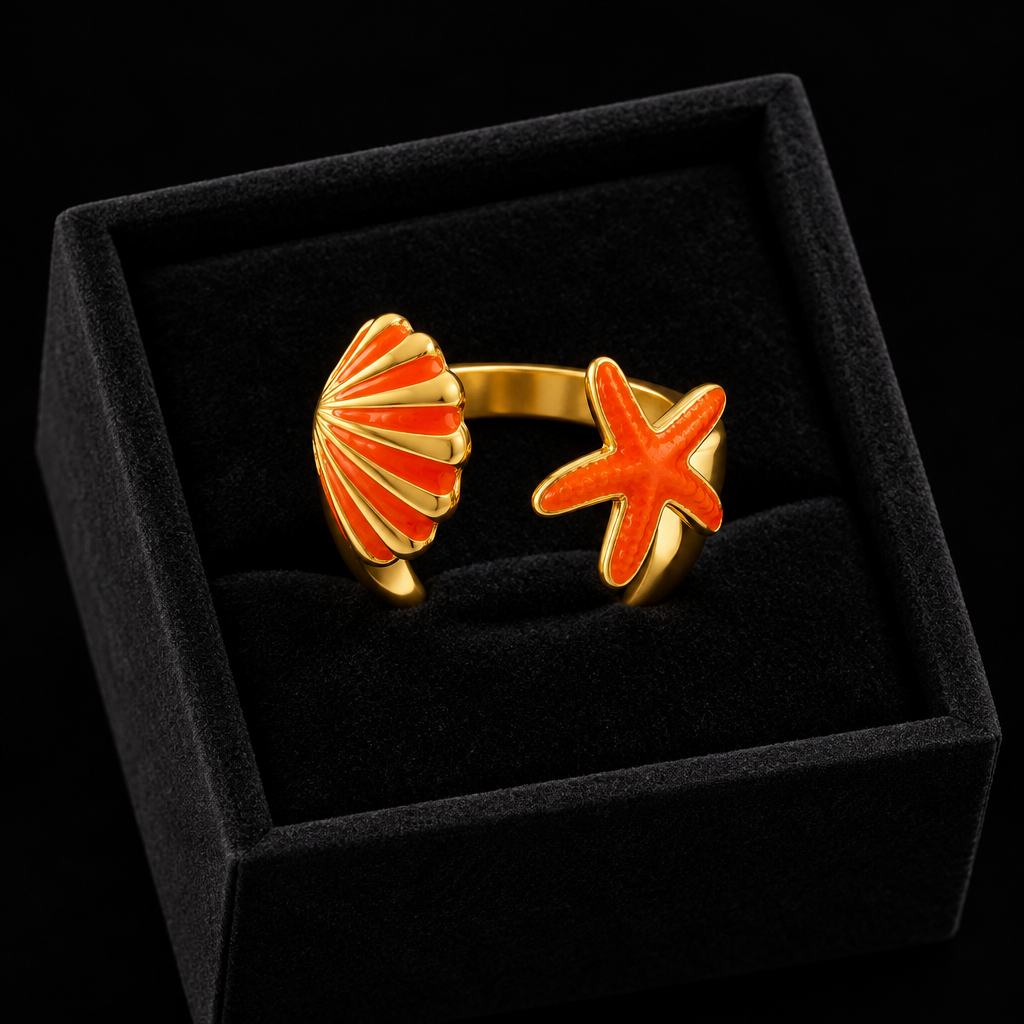 1007 Enamel Seahorse Adjustable Ring