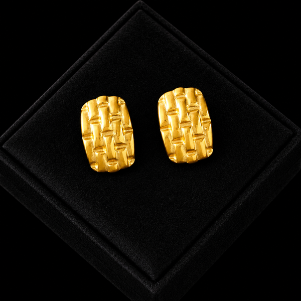 Stainless Steel Gold Twist Hoop Earrings