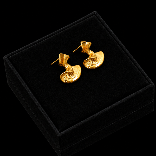 Stainless Steel Gold Geometric Twist Earrings
