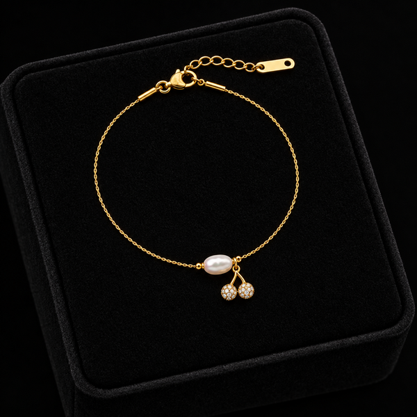 Cherry Pearl Necklace, Bracelet & Earrings Set