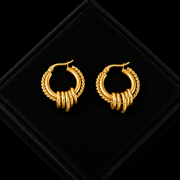 Stainless Steel Gold Twist Hoop Earrings