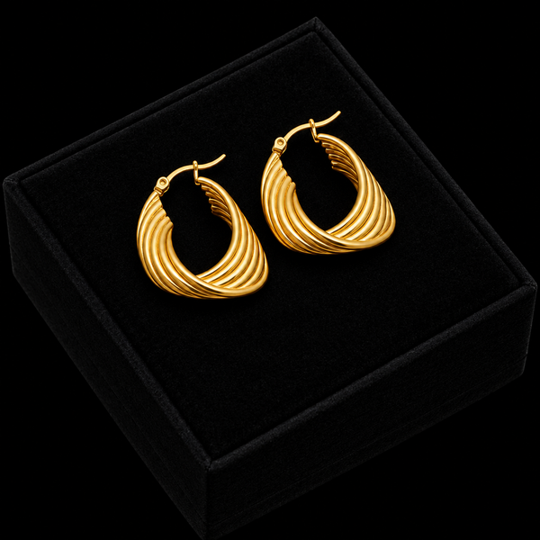 Stainless Steel Gold Geometric Twist Earrings