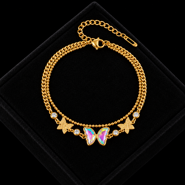 Stainless Steel Colorful Star Zircon Charm Bracelet