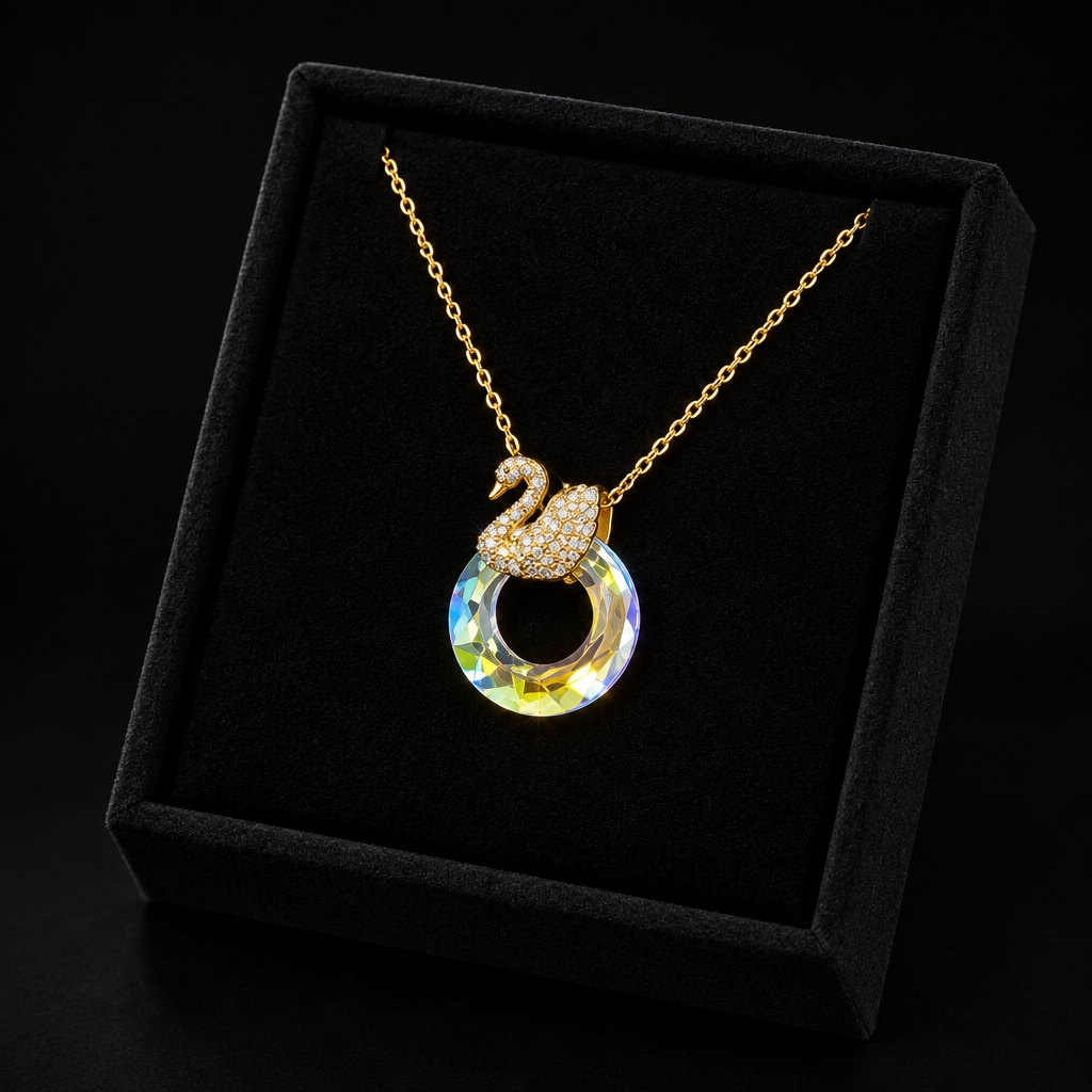 1007 Zircon Swan Pendant Necklace