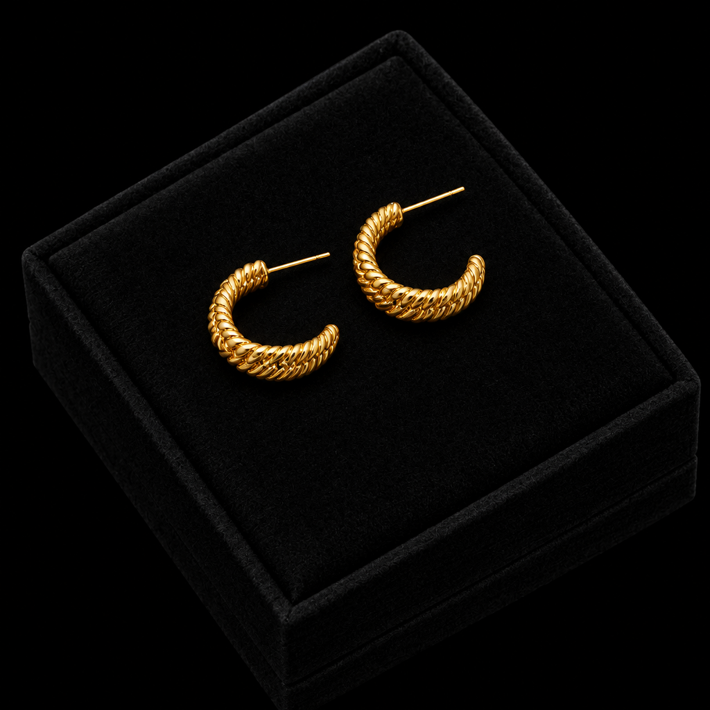 1007 Stainless Steel Gold Geometric Twist Earrings