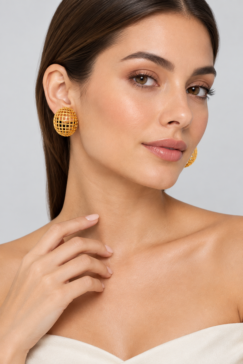 1007 Stainless Steel Gold Geometric Twist Earrings