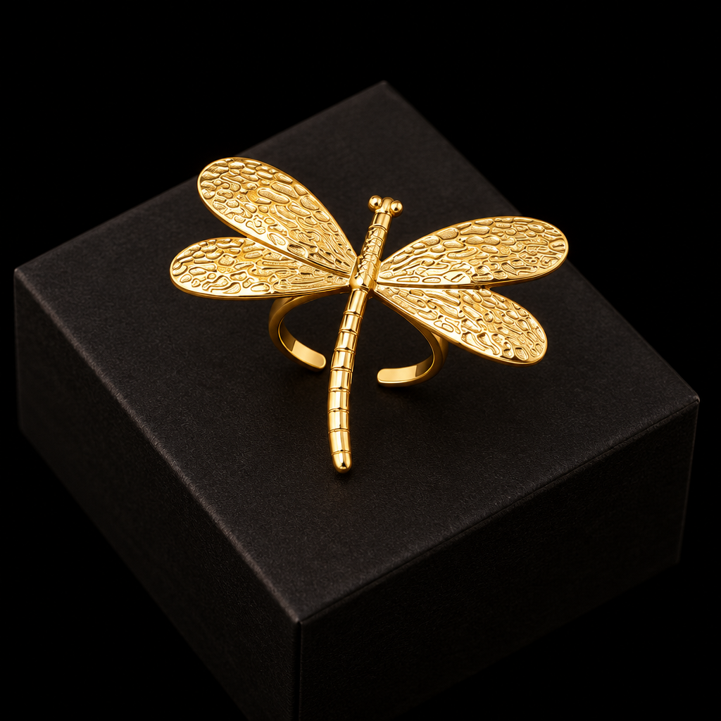 1007 Gold Dragonfly Ring