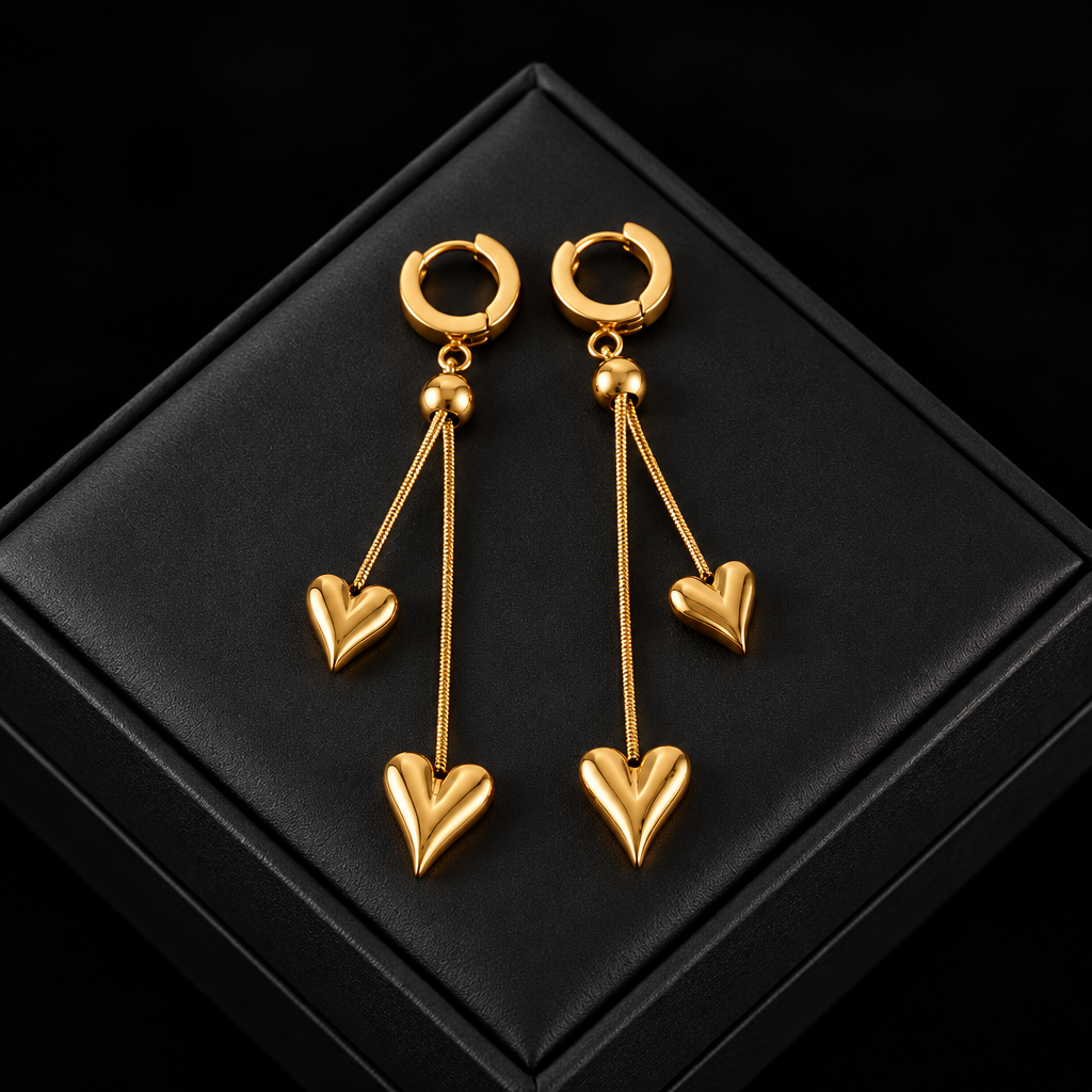 1007 Gold Heart Earrings – E351