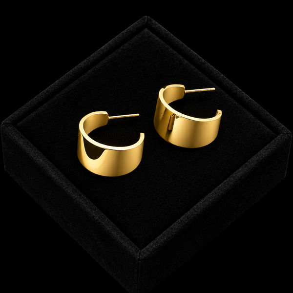 Stainless Steel Gold Twist Hoop Earrings