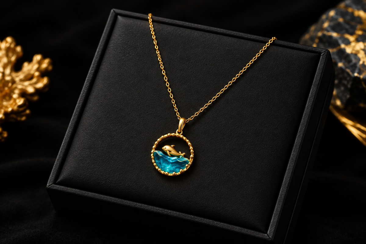 1007 Moon, Pearl & Puppy Pendant Necklace