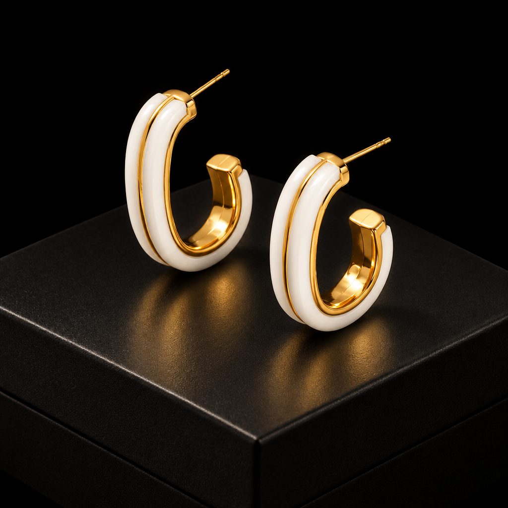 1007 C-Shaped Zircon Stud Earrings