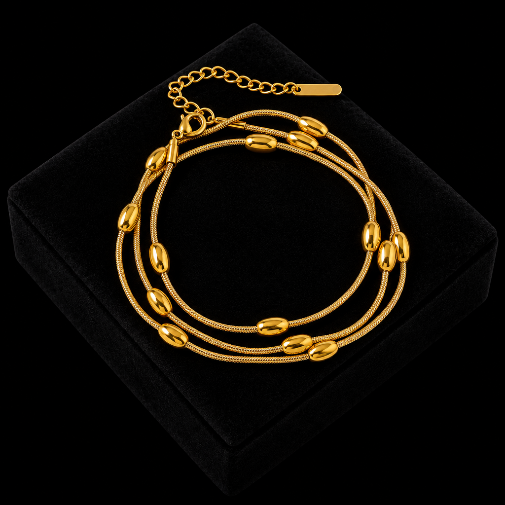 1007 Stainless Steel Multi-Layer Chain Necklace & Bracelet Set