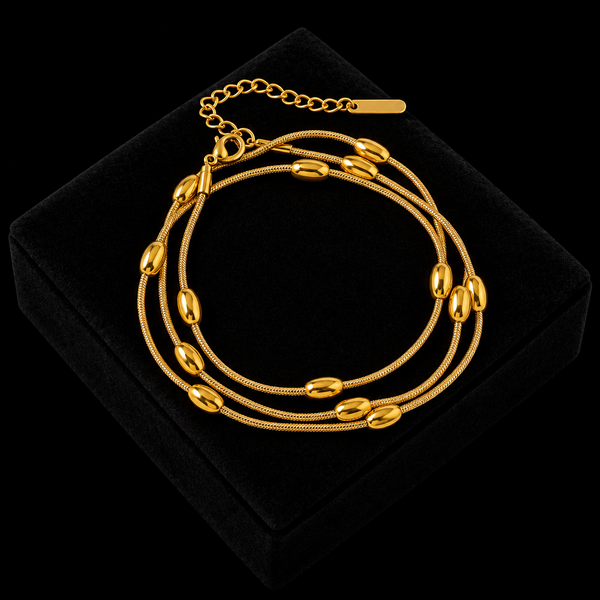 Stainless Steel Multi-Layer Chain Necklace & Bracelet Set