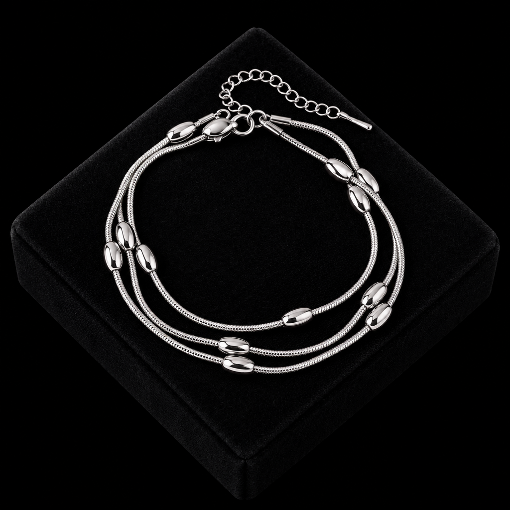 1007 Stainless Steel Multi-Layer Chain Necklace & Bracelet Set
