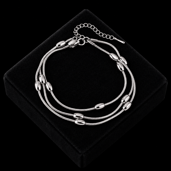Stainless Steel Multi-Layer Chain Necklace & Bracelet Set