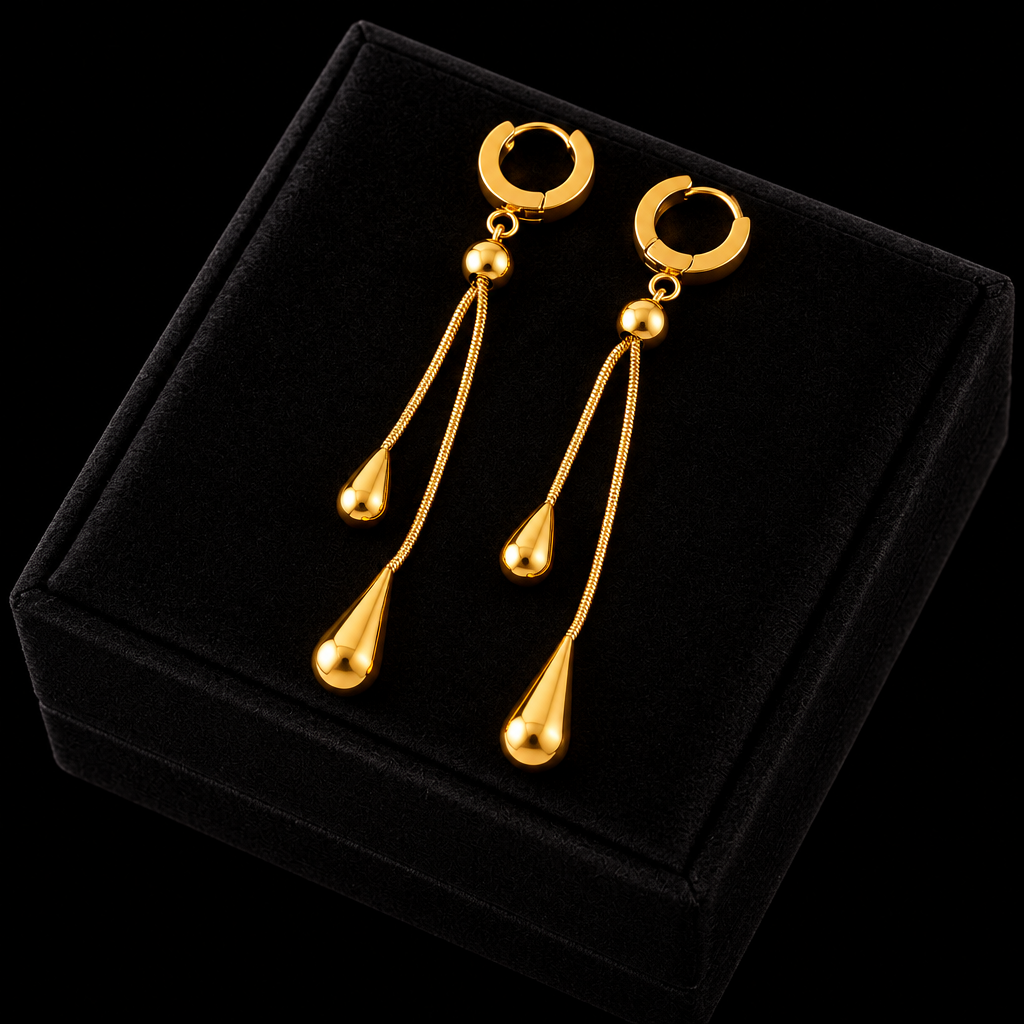 1007 Stainless Steel Geometric Pearl Necklace & Earrings Set