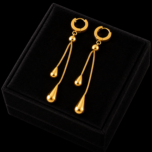 Stainless Steel Geometric Pearl Necklace & Earrings Set