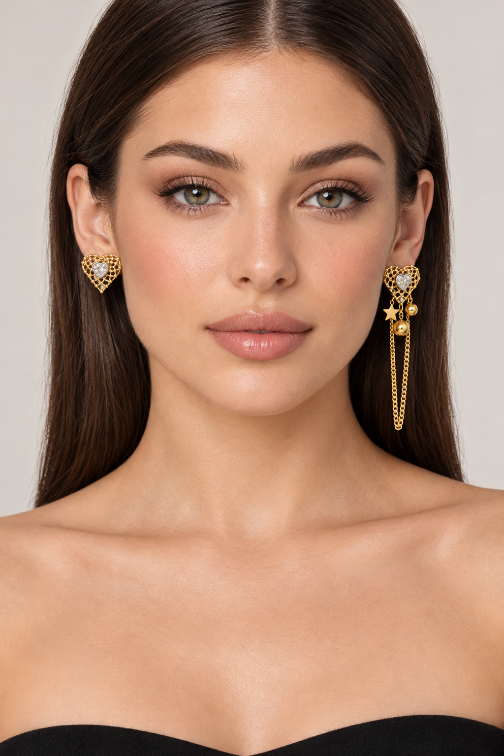 1007 Stainless Steel Gold Fan Geometric Drop Earrings