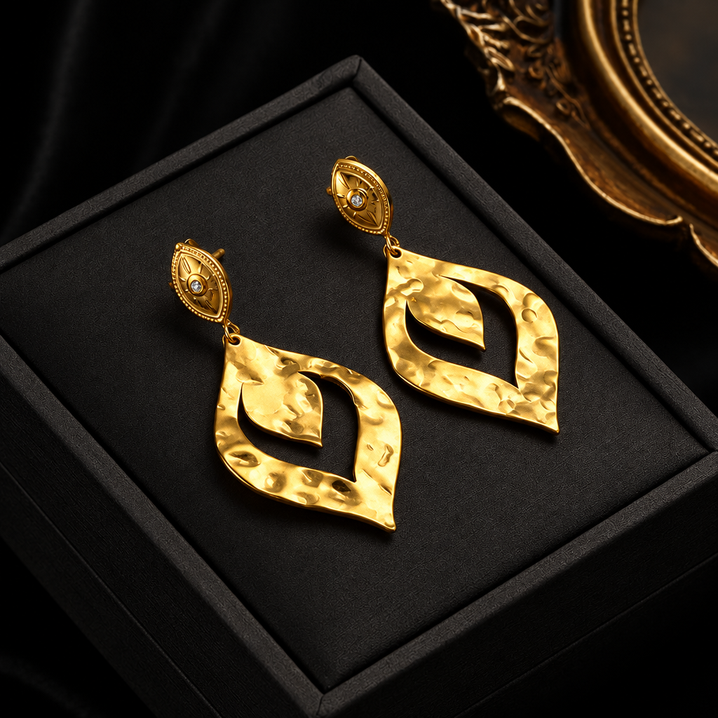 1007 Stainless Steel Gold Fan Geometric Drop Earrings