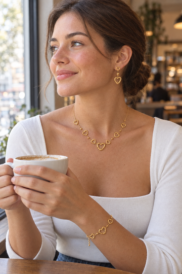 Gold Hollow Heart Jewelry Set – Café Lifestyle