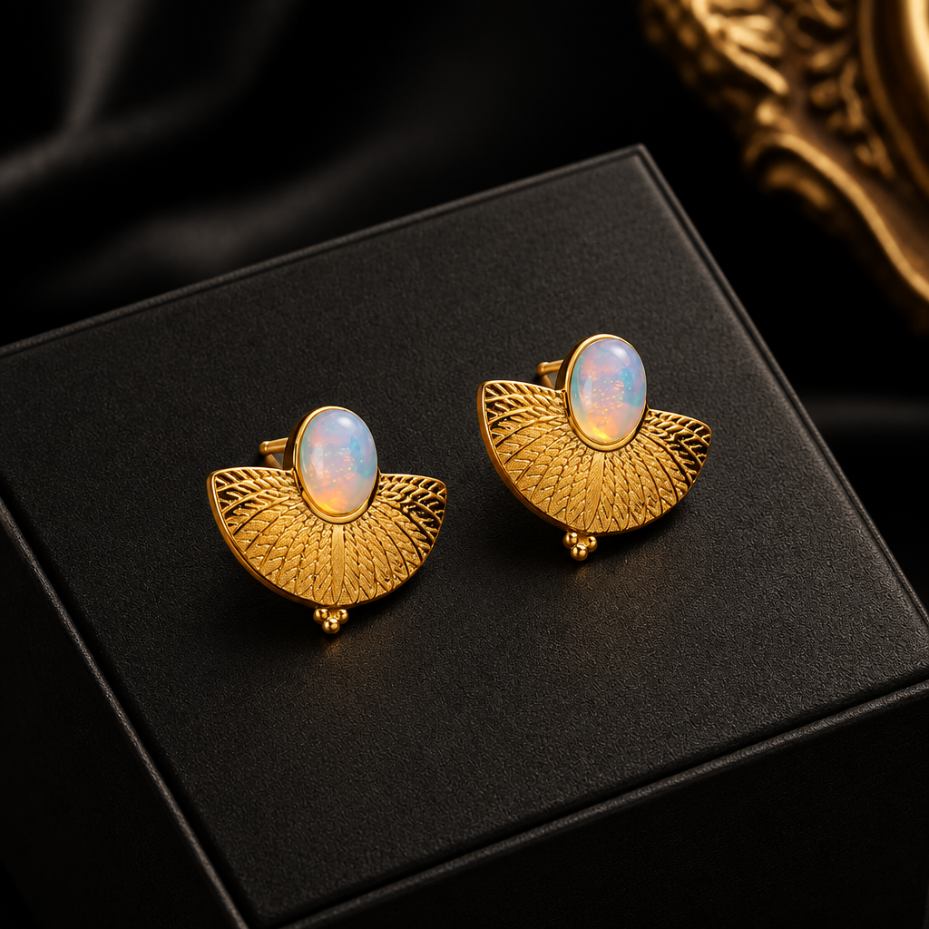 1007 Stainless Steel Gold Fan Geometric Drop Earrings